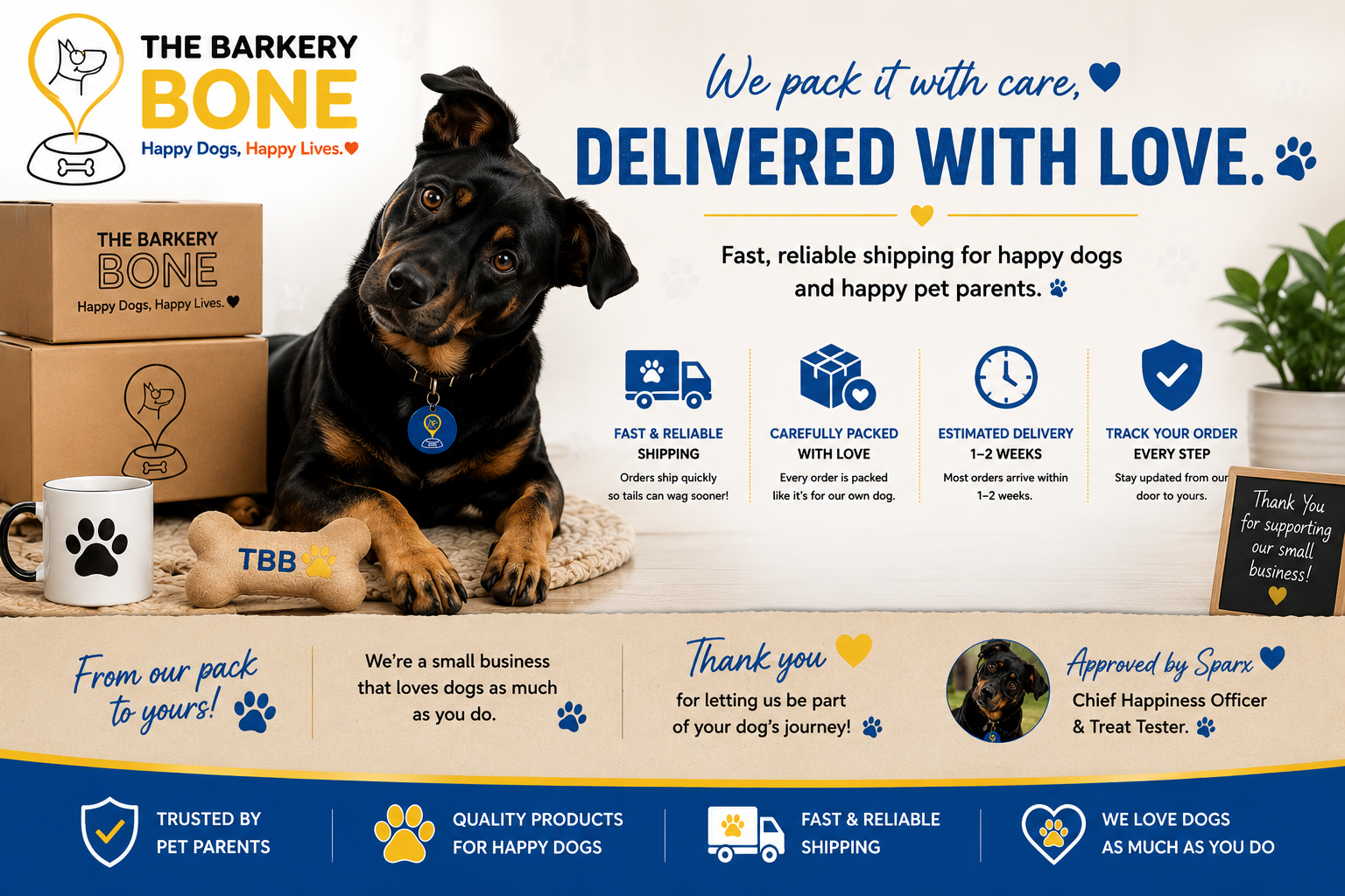 The Barkery Bone Shipping & Returns - Sparx Delivering Happy Dogs Across America