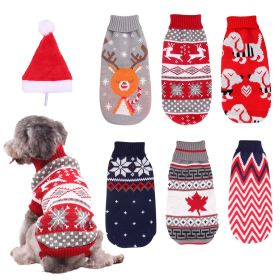 Christmas Dog Sweater – Reindeer, Maple Leaf & Snowflake High-Neck Knitted Winter Coat for Dogs