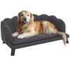Luxury Large Dog Couch – Charcoal Gray Velvet Pet Sofa with Foam Cushion & Pillow (Medium & Large Dogs)