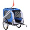 Dog Bike Trailer with 3 Entrances – Off-Road Wheels & Mesh Screen Pet Carrier (Light Blue/Grey)