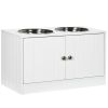 Elevated Dog Bowls with Storage Cabinet – Raised Feeding Station with 44L Storage Capacity (White)