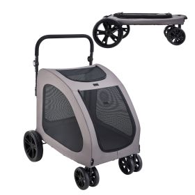 Heavy-Duty Pet Stroller for Dogs & Cats – 4-Wheel Dog Stroller with 160 lb Capacity, Breathable Mesh & Adjustable Height Handle