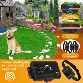Electric Dog Fence System – Wireless Pet Containment with Tone & Adjustable Shock Collar (Water-Resistant Receiver)