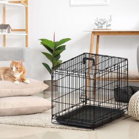 30-Inch Black Wire Dog Crate – Double Door Design with Double-Lock Mechanism & Single Handle Bolt