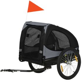 Medium Dog Bike Trailer – Black Pet Bicycle Carrier with Hitch Coupler, Quick-Release Wheels & Safety Flag