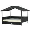 Wicker Doghouse – Indoor/Outdoor Pet Lounge with Removable Cushion (Cream White)