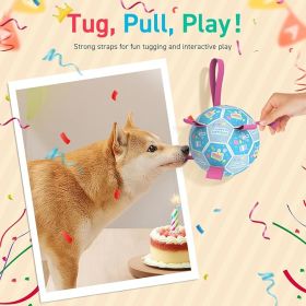 Dog Birthday Toy Soccer Ball with Straps – Durable Interactive Herding Ball for Medium & Large Dogs (8 Inch)
