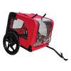 Foldable Pet Bicycle Trailer – Red Dog Bike Carrier with Reflectors & Safety Flag for Outdoor Travel