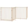 Set of 4 Foldable Dog Gate – Natural Solid Fir Wood Pet Barrier for Indoor Use (Medium Size)