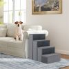4-Step Dog Stairs with Storage - MDF Build (200 kg Capacity), Dutch Velvet Comfort, 15"x6.5" Steps + 6" Step Height