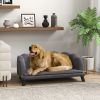Luxury Large Dog Couch – Charcoal Gray Velvet Pet Sofa with Foam Cushion & Pillow (Medium & Large Dogs)
