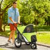 3 Wheels Dog Stroller w/ One-Hand Fold, Rubber Wheels, Storage Bag, Soft Cushion for Small & Medium Dogs Yellowish Green