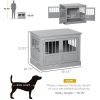 Wooden Dog Crate Furniture – End Table Style Pet Crate with Triple Doors & Steel Tubes (Pewter Gray)
