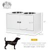 Elevated Dog Bowls with Storage Cabinet – Raised Feeding Station with 44L Storage Capacity (White)