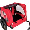 Foldable Pet Bicycle Trailer – Red Dog Bike Carrier with Reflectors & Safety Flag for Outdoor Travel