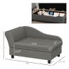 Elevated Dog Sofa Bed with Storage – Tufted Cushion Pet Couch for Small & Medium Dogs (Gray)