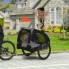 Medium Dog Bike Trailer – Black Pet Bicycle Carrier with Hitch Coupler, Quick-Release Wheels & Safety Flag