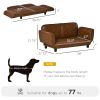 Foldable Pet Sofa Dog Bed – PU Leather Couch Lounger for Small & Large Dogs (39" x 21.75" x 17.75", Brown)