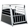Aluminum Dog & Cat Transport Box – 35" x 25" x 27" Car Travel Crate (Black & Silver)