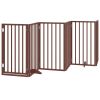 Dog Gate Set of 6 – Brown Poplar Wood Folding Pet Barrier (Total 118.1” Length)