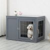 33" Furniture-Style Indoor Dog Crate – End Table Pet Kennel with Double Doors & Lock System (Gray) for Small & Medium Dogs