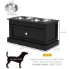 Elevated Dog Bowls with Storage Drawer – Raised Dog Feeding Station with Stainless Steel Bowls (Black)