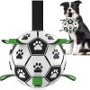 6-Inch Soccer Ball Dog Toy with Straps – Interactive Herding & Fetch Ball for Small & Medium Dogs (Black)