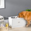 Elevated Dog Bowls with Storage Cabinet – Raised Feeding Station with 44L Storage Capacity (White)