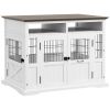 Dog Kennel Furniture Side End Table with Storage Double Doors Small Medium Dogs White