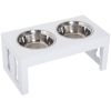 23" Wooden Elevated Dog Bowl Station – White