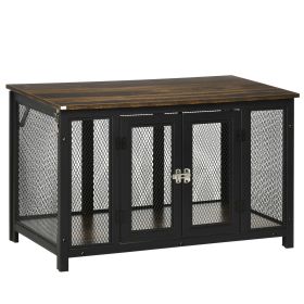 Heavy-Duty Dog Crate Furniture Large Spacious Interior for Medium Dogs Brown Black