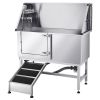 50 Inch Dog Grooming Bath Tub Stainless Steel w Ramp Water Filter Left