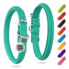 Cyan Ultra Soft Rolled Leather Dog Collar – Soft Padded Adjustable Leather Dog Collar (Large)