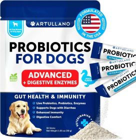 Probiotic Powder for Dogs Support Gut Health Itchy Skin Allergies 30 Sticks Immunity Yeast Balance Dog Probiotics and Digestive Enzymes with Prebiotic