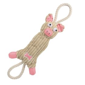 Eco-Friendly Jute & Rope Plush Pig Dog Toy | Durable Squeaky Chew Toy for Dogs