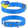 Blue Reflective Nylon Dog Collar – Heavy-Duty Adjustable Dog Collar with Metal Buckle