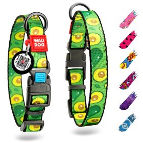 Avocado Pattern Nylon Dog Collar – Adjustable Reflective Dog Collar with QR ID Tag