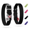 Genuine Black Leather Dog Collar – Adjustable Durable Leather Collar with QR Safety Tag