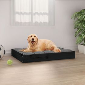 Dog Bed Black Solid pine wood 28.1 x 21.3 x 3.5 in Durable