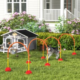 4 Piece Dog Agility Equipment w/ 4 Adjustable Width Doors, Carry Bag, Easy Assemble & Portable, Orange