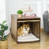 Furniture Style Dog Crate End Table with Removable Door Panel – Dog Crate Bed with Foam Cushion