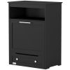 PawHut Pet Feeder Station Storage Cabinet, Dog Food Storage Container with Dog Raised Bowls, Watering Supplies, Black