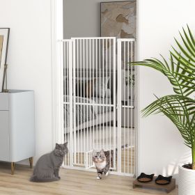 59" Extra Tall Pet Gate, 30"-41" Dog Gate with Cat Door, 1.4" Narrow Gap, 2.8" and 5.5" Extension, for Doorway, Hallway
