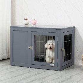 Furniture Style Dog Crate End Table, w/ Double Doors for Small & Medium Dogs