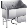 61 Inch Dog Grooming Bath Tub Stainless Steel w Ramp Water Filter Left