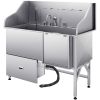 61 Inch Dog Grooming Bath Tub Stainless Steel w Ramp Water Filter