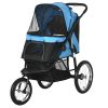 Pet Stroller for Small Dogs and Medium Dogs with Adjustable Canopy, Safety Tether, Storage Basket, Blue