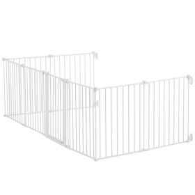 Baby Gate 192 Inch Extra Wide 28 Inch High 8-Panel Foldable Dog Gate White