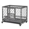 Heavy Duty Dog Crate w/ Wheels, Openable Top, Removable Tray, Bowl, for Large Dogs-Sized Dogs, 36.4" x 24.4" x 31.1"
