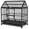 49" Heavy Duty Dog Crate with Removable Tray, Doors, Openable Roof, for Large and Extra Large Dogs, Black